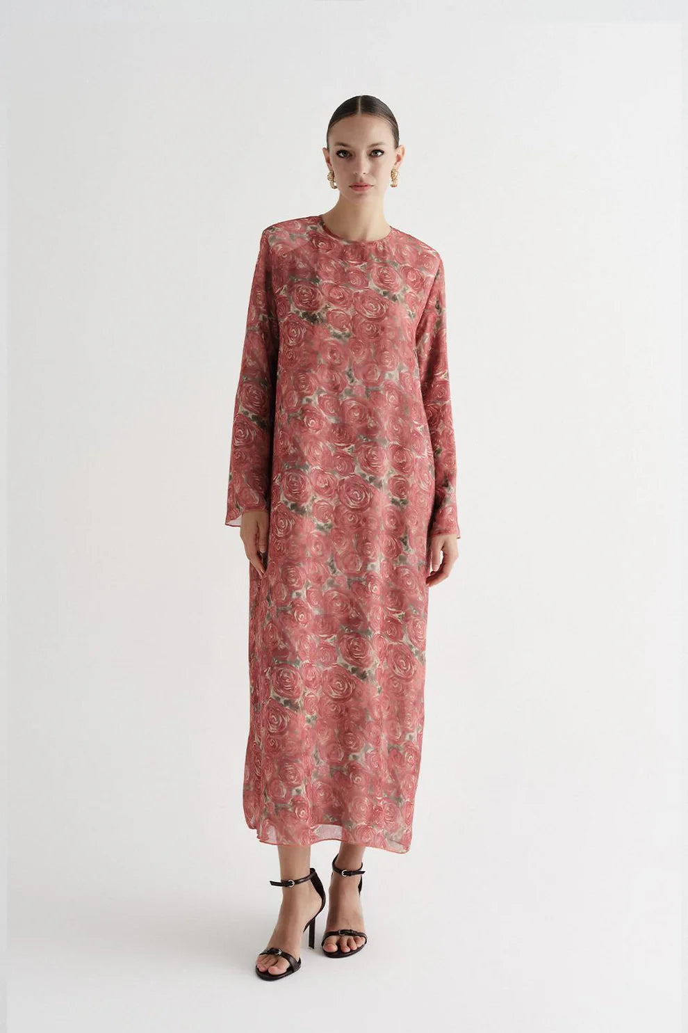 Patterned Long Dress Rose