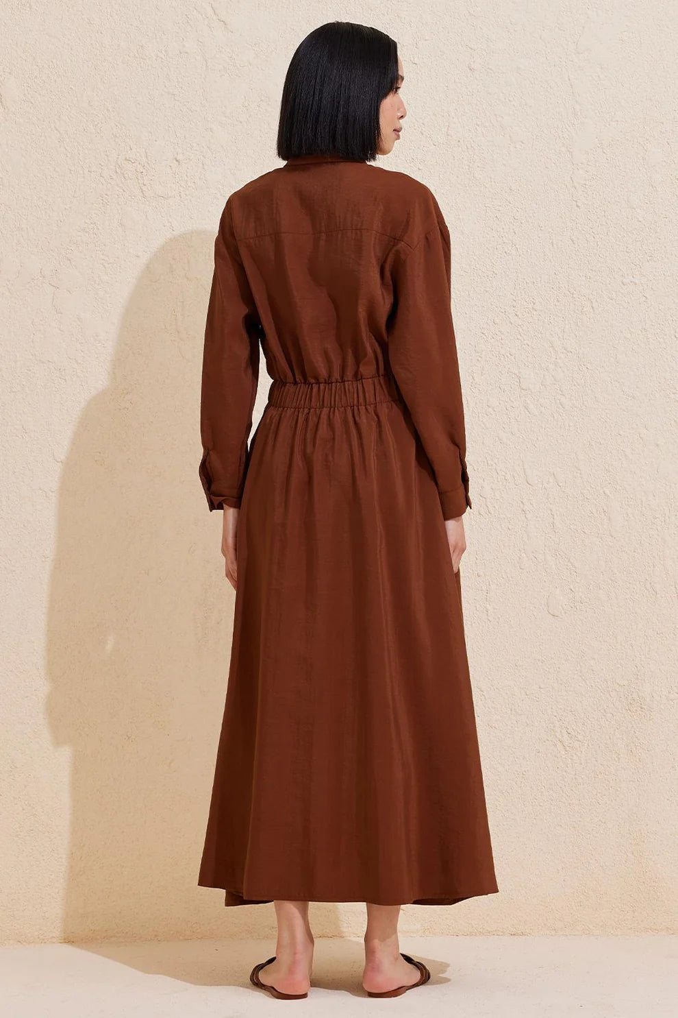 Pleated Long Dress Chocolate