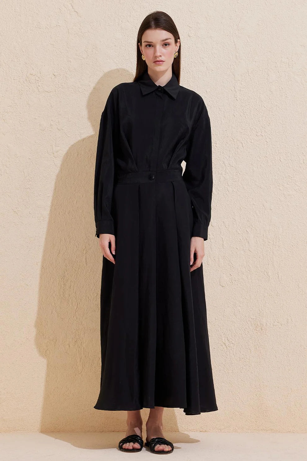 Pleated Long Dress Black Pleated Long Dress Black
