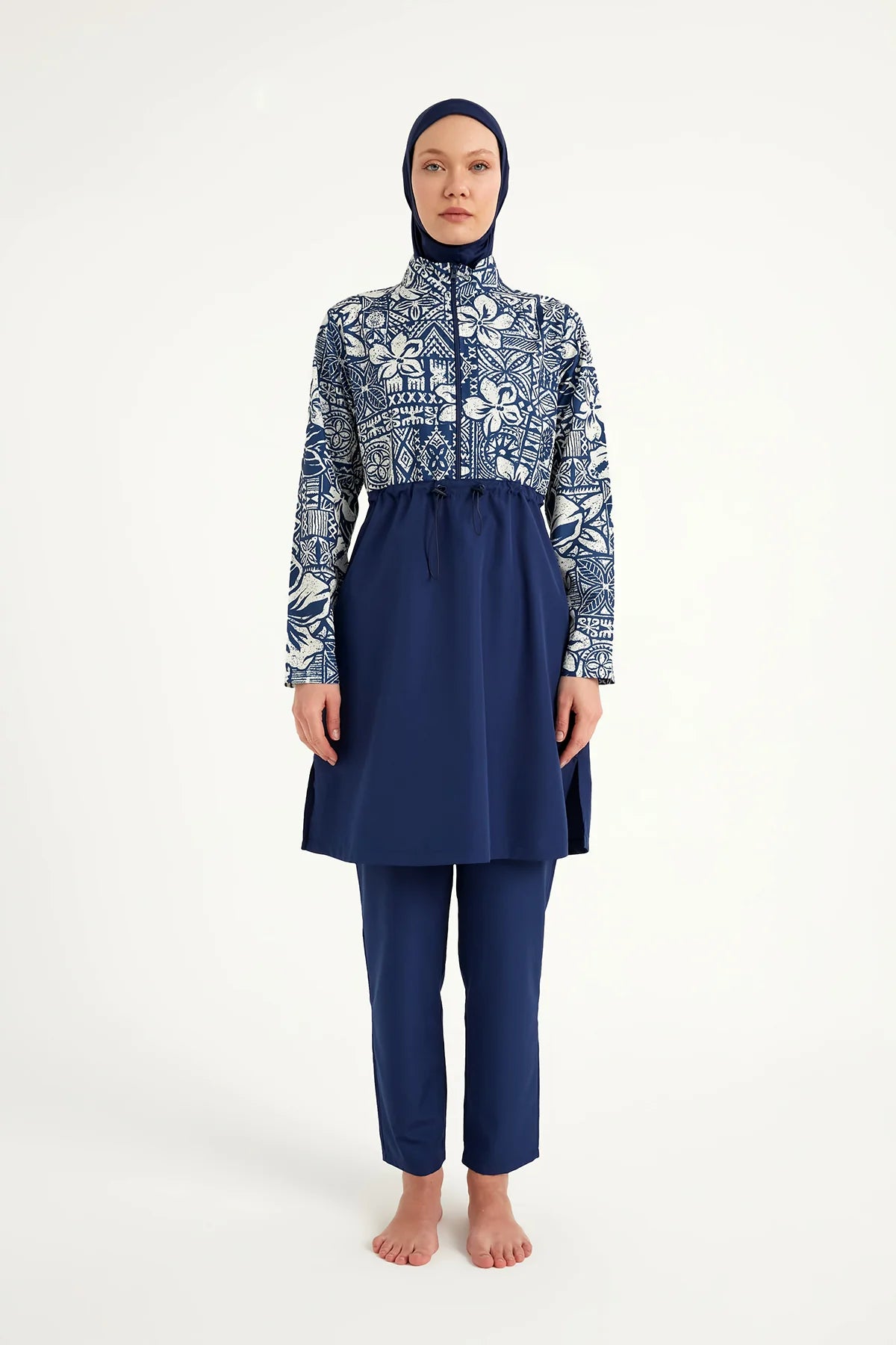4-Piece Patterned Burkini Set Blue
