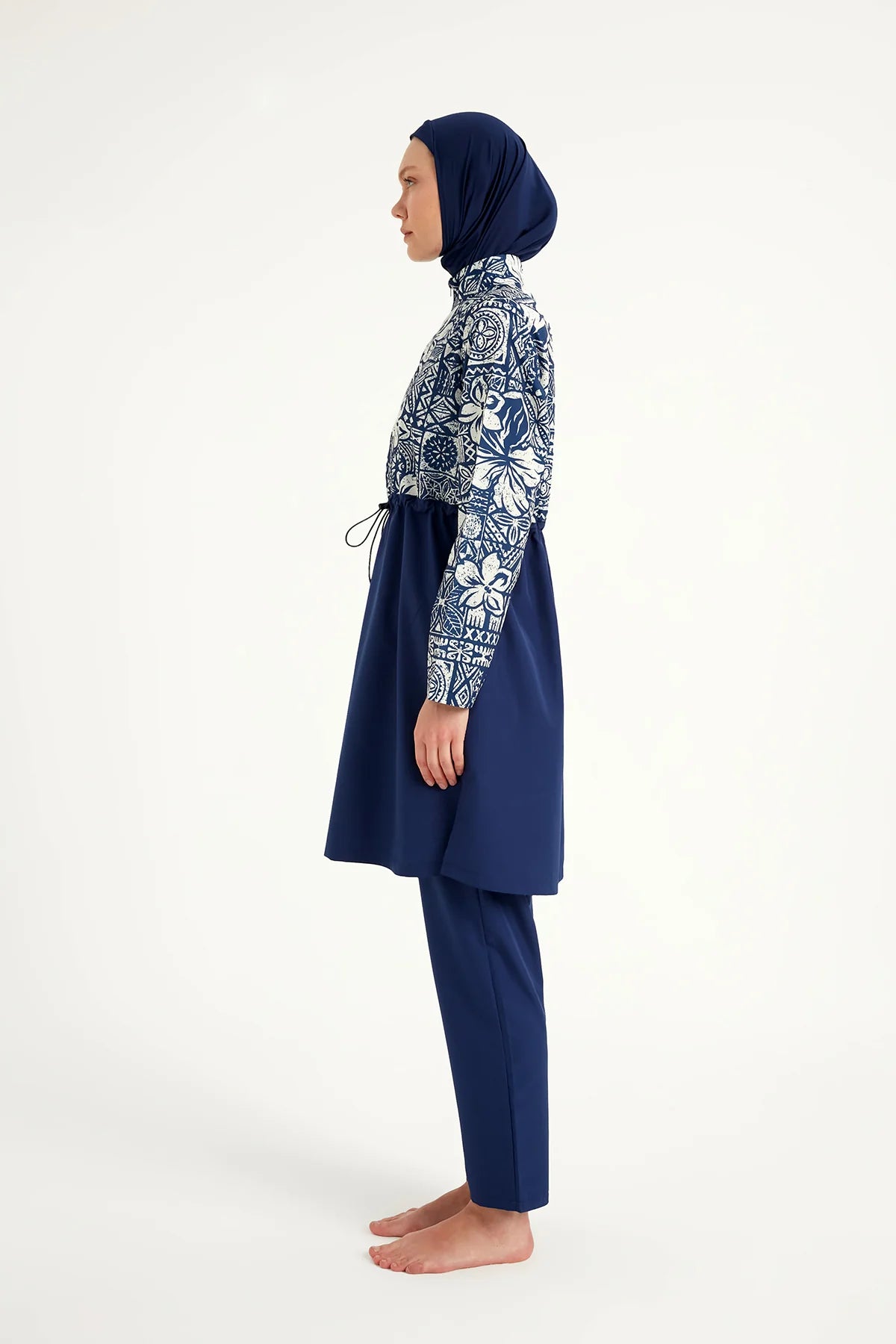 4-Piece Patterned Burkini Set Blue