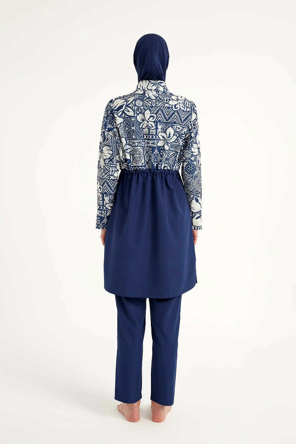 4-Piece Patterned Burkini Set Blue