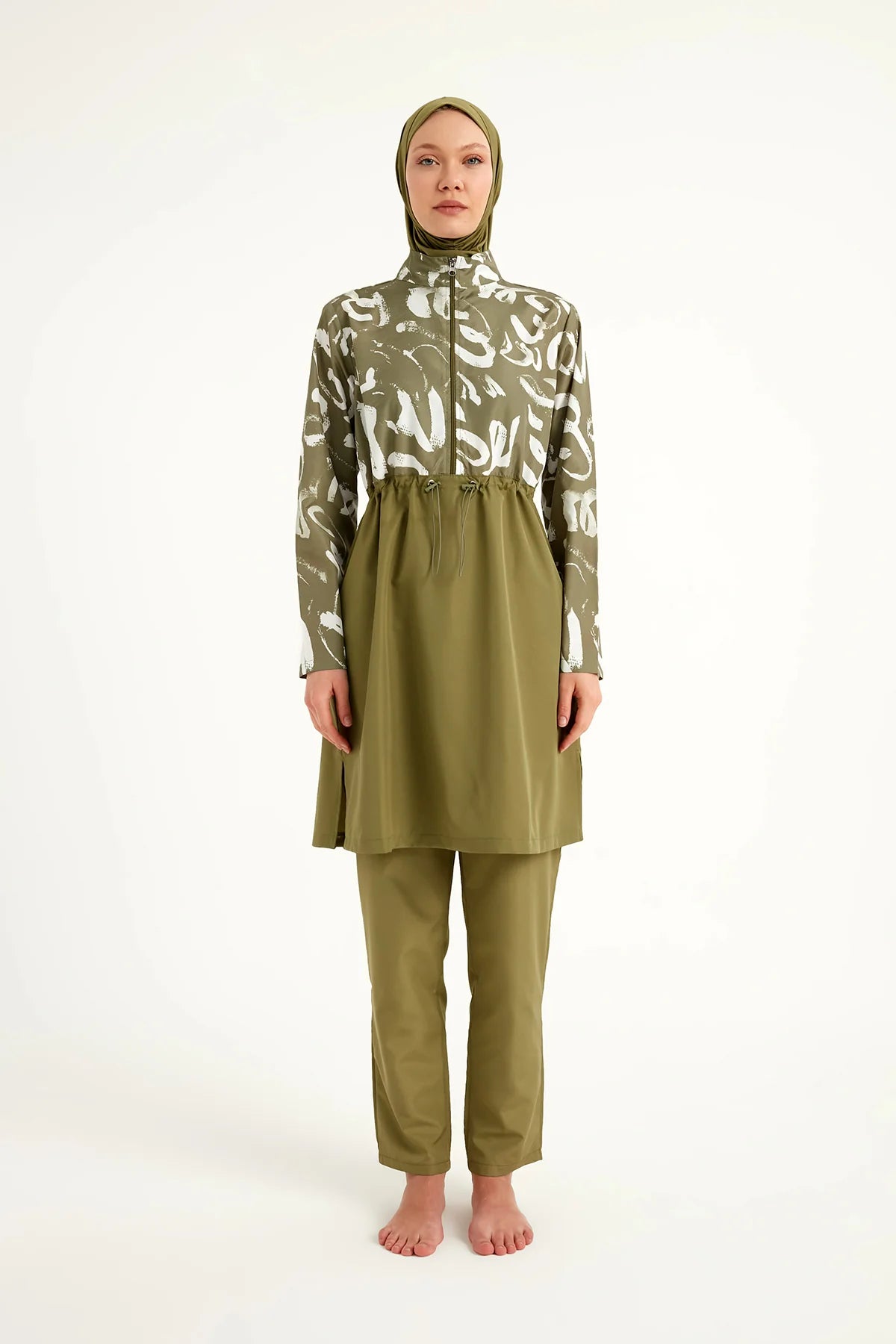 4-Piece Patterned Burkini Set Green