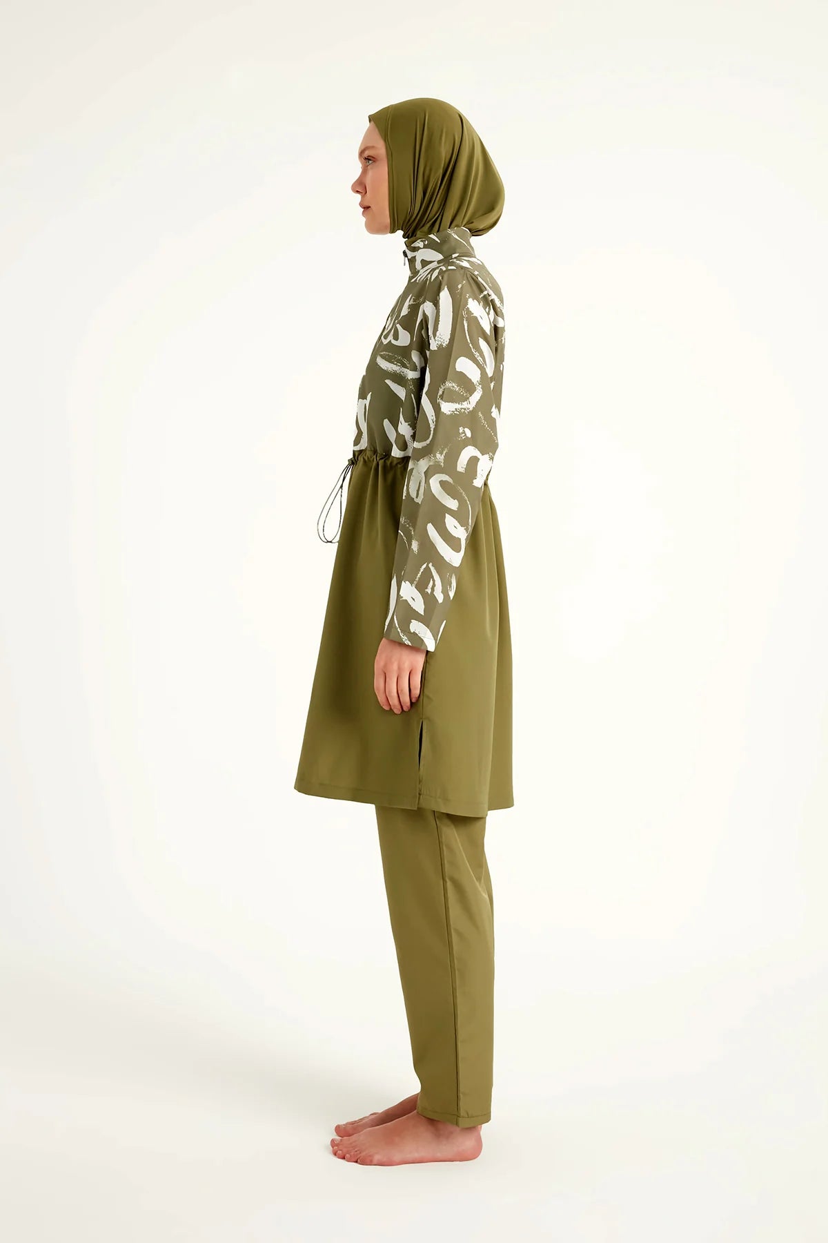4-Piece Patterned Burkini Set Green