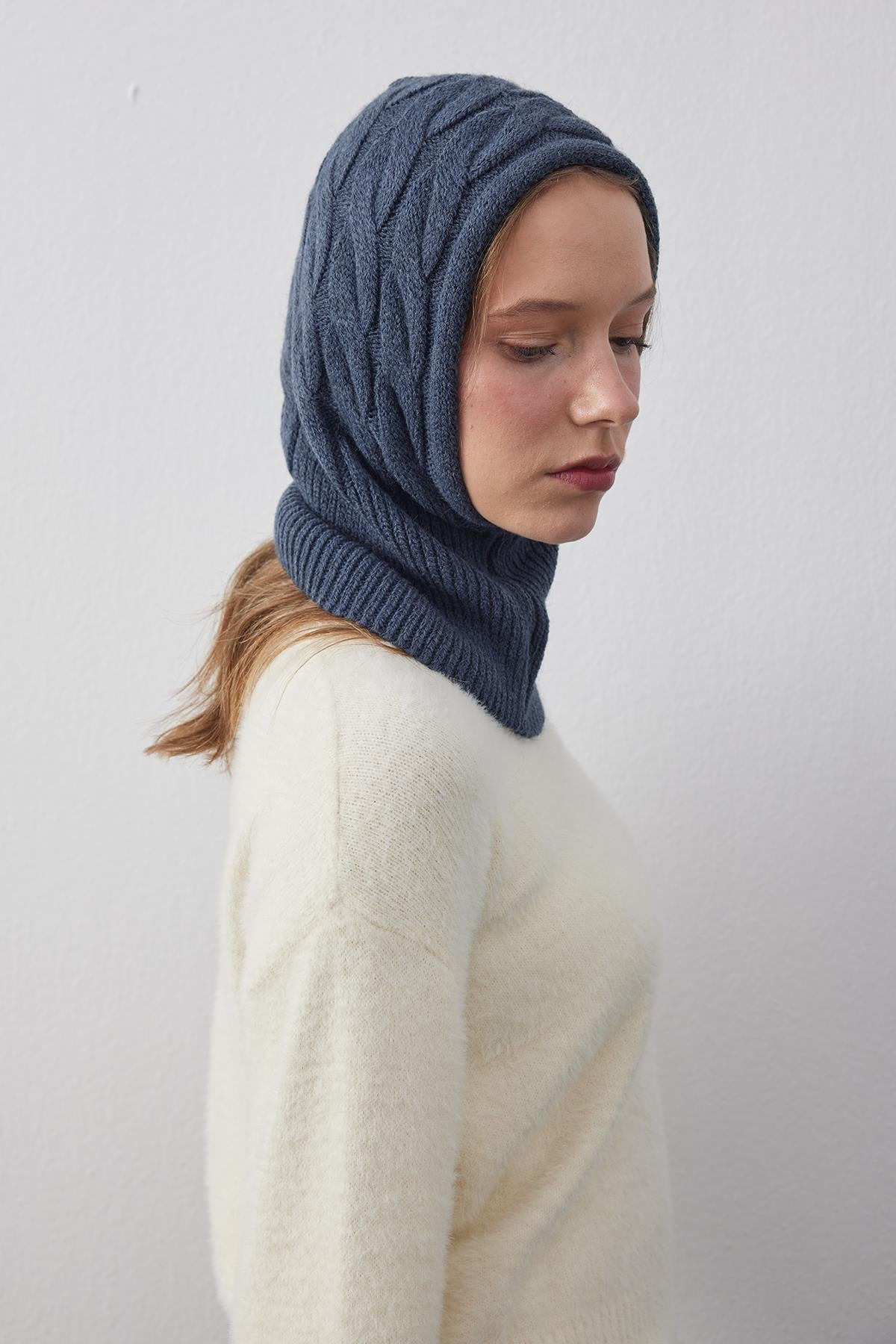 Braided Knit Balaclava Indigo