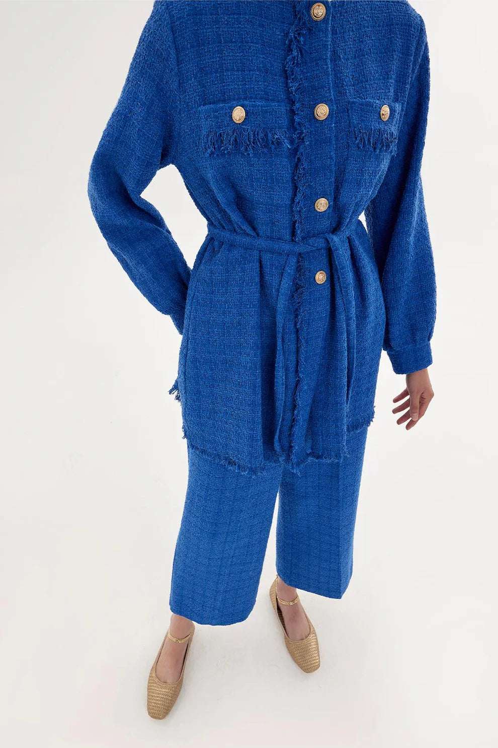 Tweed Jacket and Trousers Set Blue