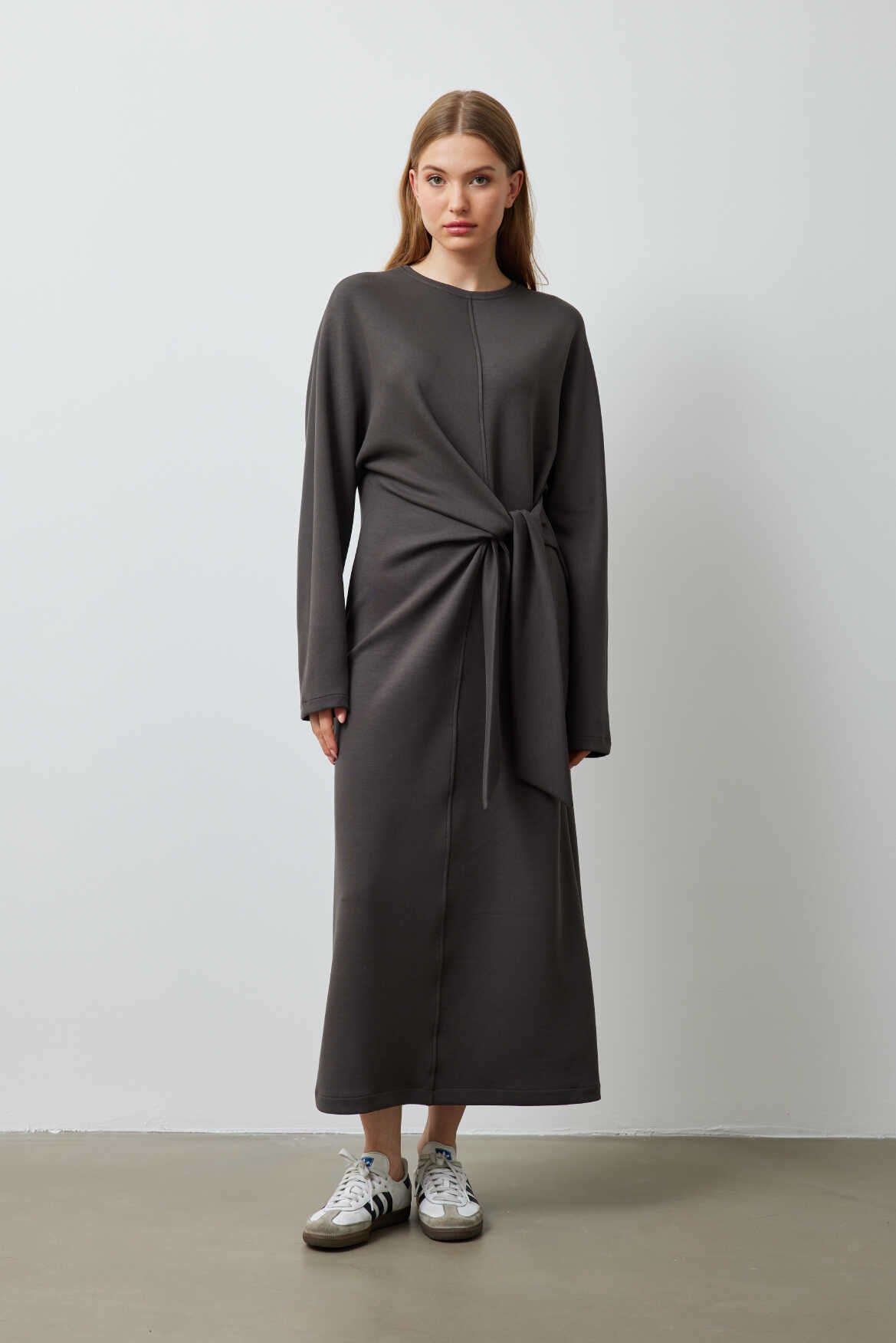 Side Knotted Dress Anthracite