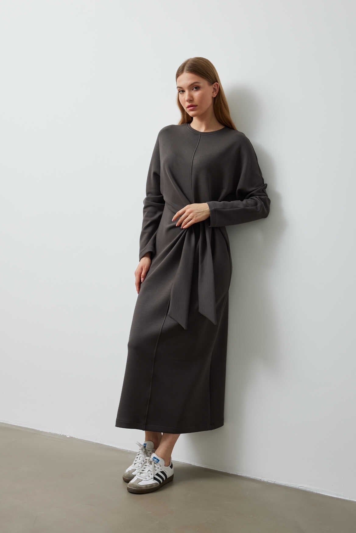 Side Knotted Dress Anthracite