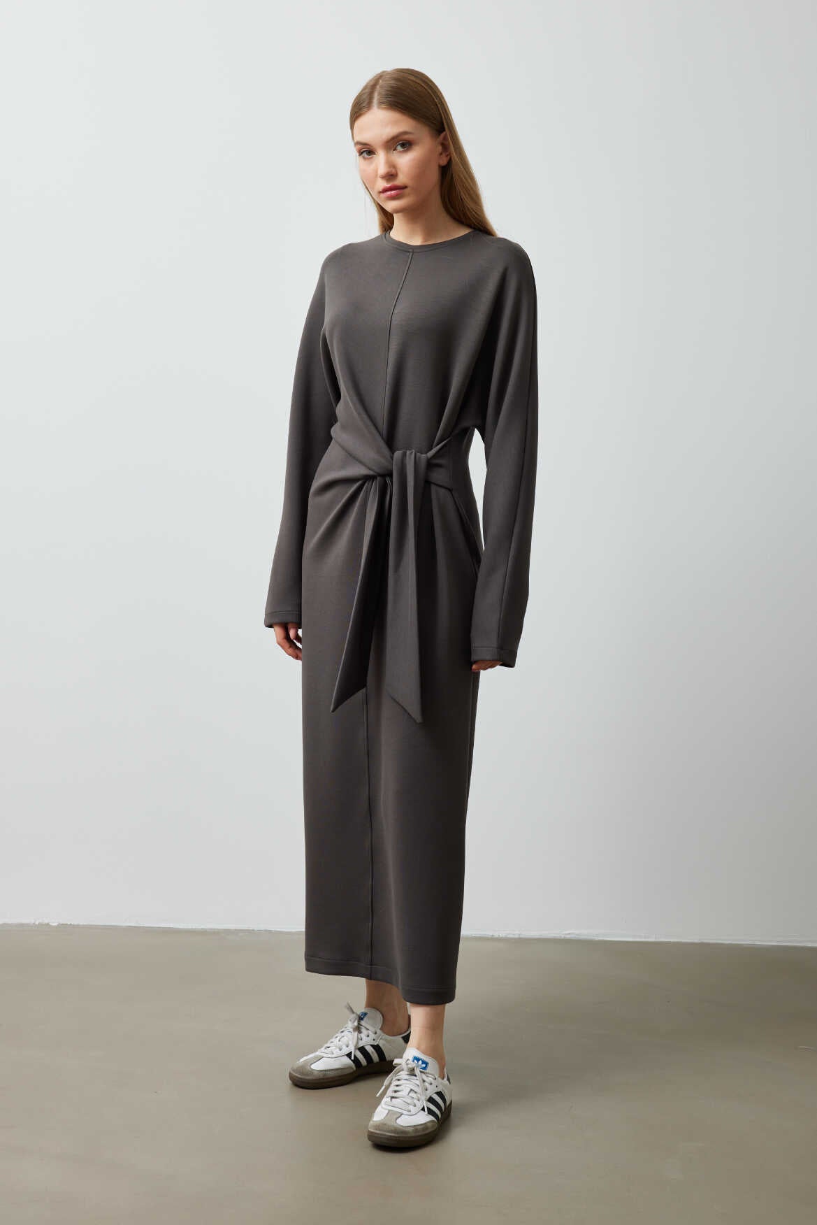 Side Knotted Dress Anthracite