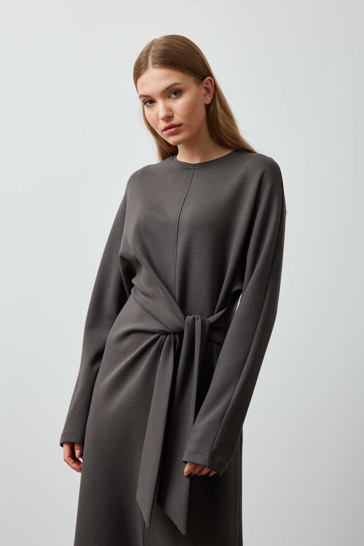 Side Knotted Dress Anthracite