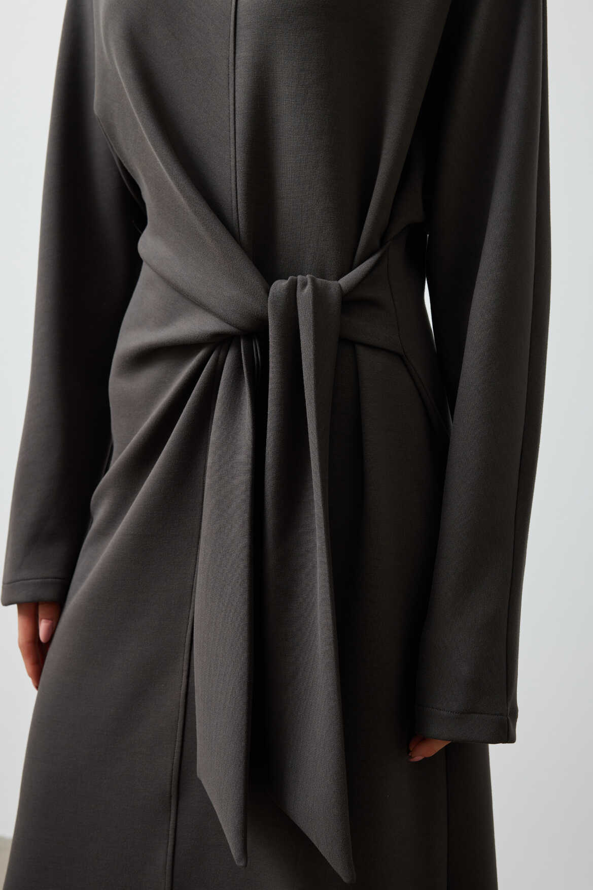 Side Knotted Dress Anthracite