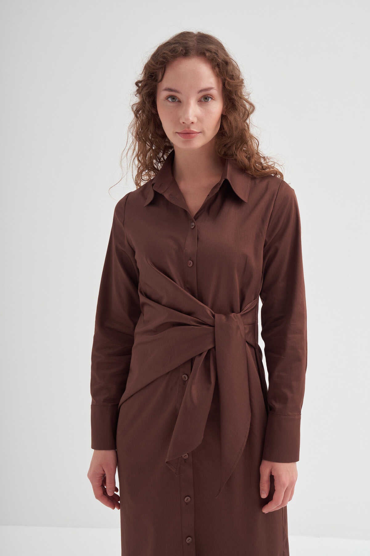 knotted shirt dress VUNSCH Knotted Silky Shirt Dress Light Yellow by W Concept